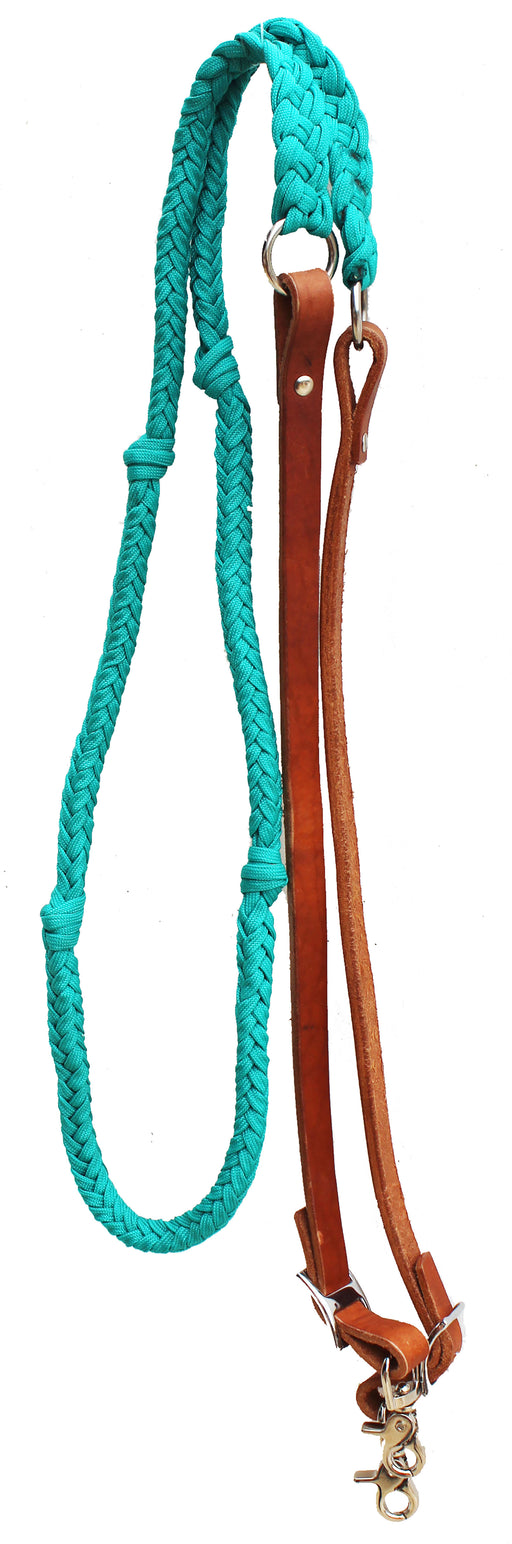 Horse Nylon Hand Braided Roping Knotted Barrel Reins Leather 607242