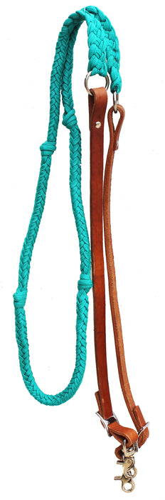 Horse Nylon Hand Braided Roping Knotted Barrel Reins Leather 607242