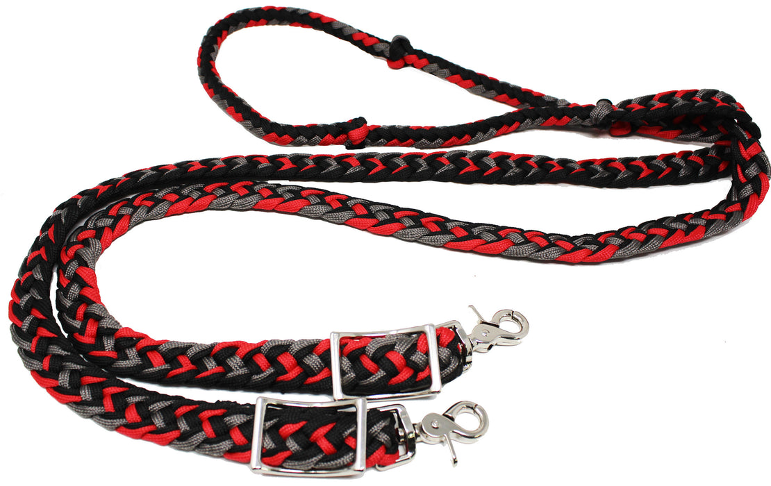 Horse Western Nylon Braided Roping Knotted Barrel Reins 607245