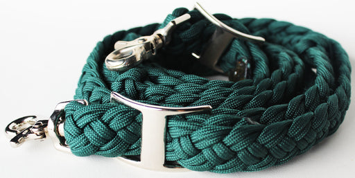Roping Knotted Horse Tack Western Barrel Reins Nylon Braided Green 60727