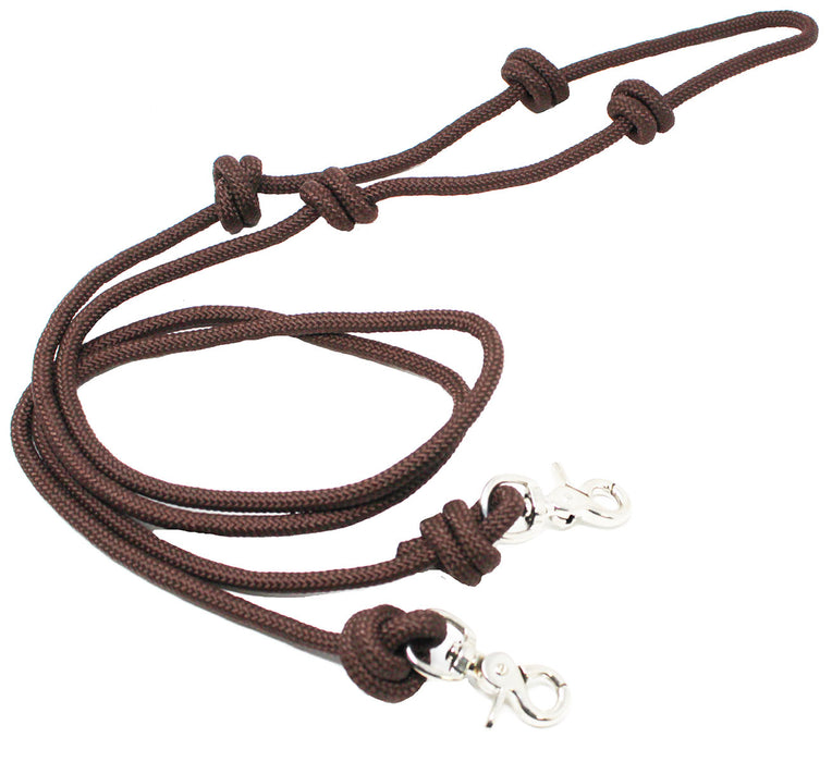 Roping Knotted Horse Tack Western Barrel Reins Nylon Braided Brown 60730