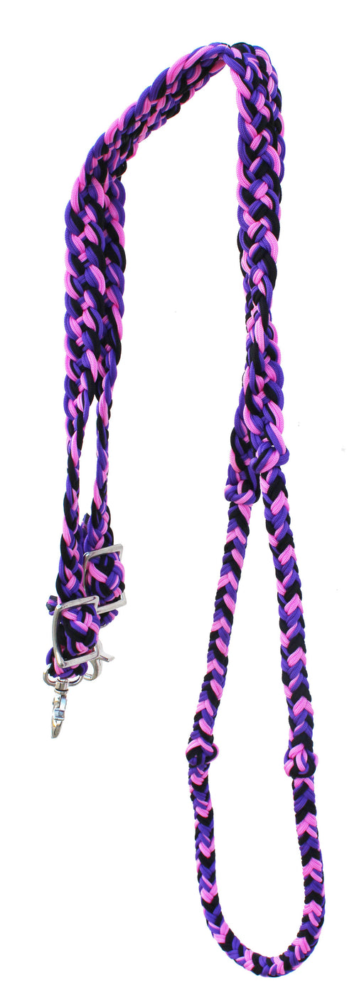 Horse Roping Knotted Tack Western Barrel Reins Nylon Braided 607RS2