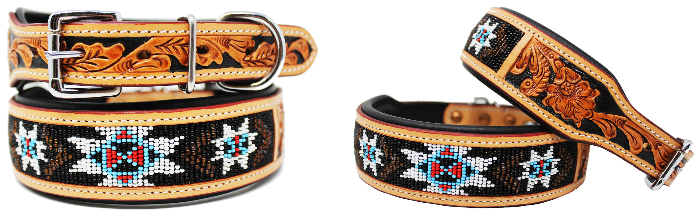 Dog Puppy Collar Cow Leather Adjustable Padded Canine 6075