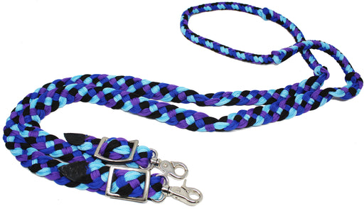 Horse Western 8' Long Nylon Braided Knotted Barrel Roping Reins Tack 607510