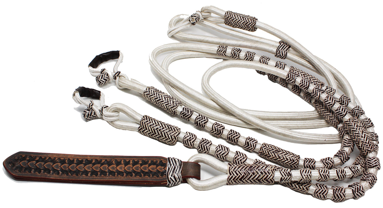 Braided 8 Ft. Rawhide Nylon Romel Rommel Western Horse Reins Popper  60757