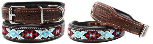 Dog Puppy Collar Genuine Cow Leather Adjustable Padded Canine 6077