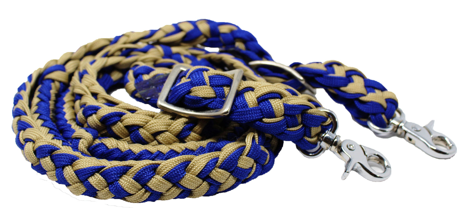Roping Knotted Horse Tack Western Barrel Reins Rein Nylon Braided BLACK WH 60703