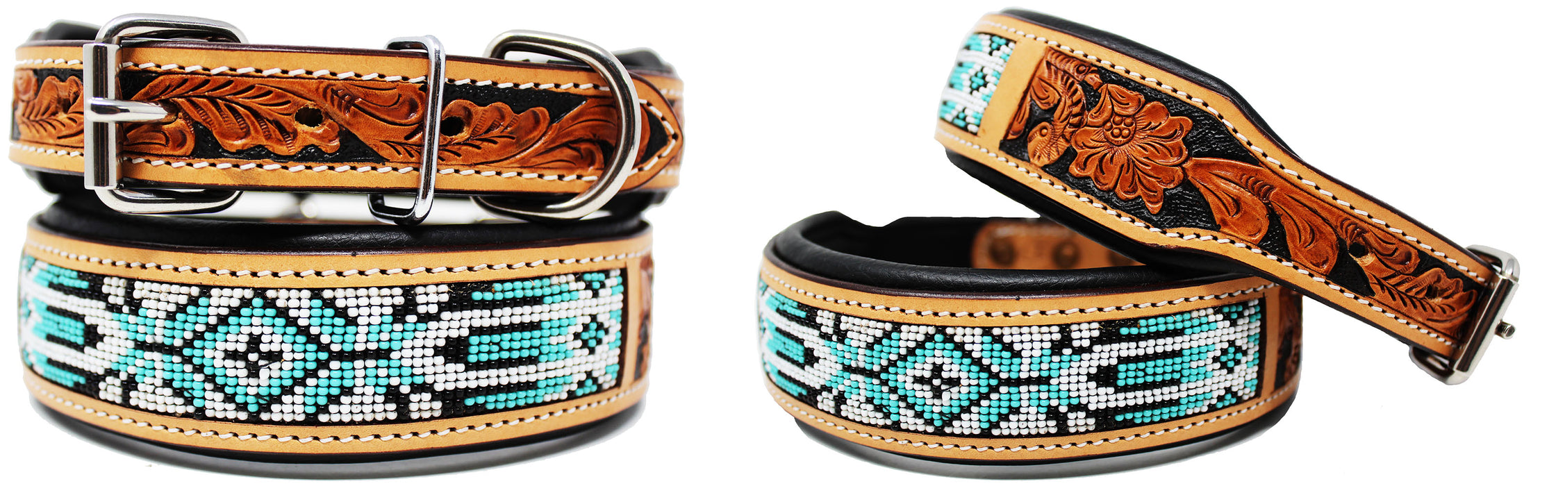 Dog Puppy Collar Cow Leather Adjustable Padded Canine 6078