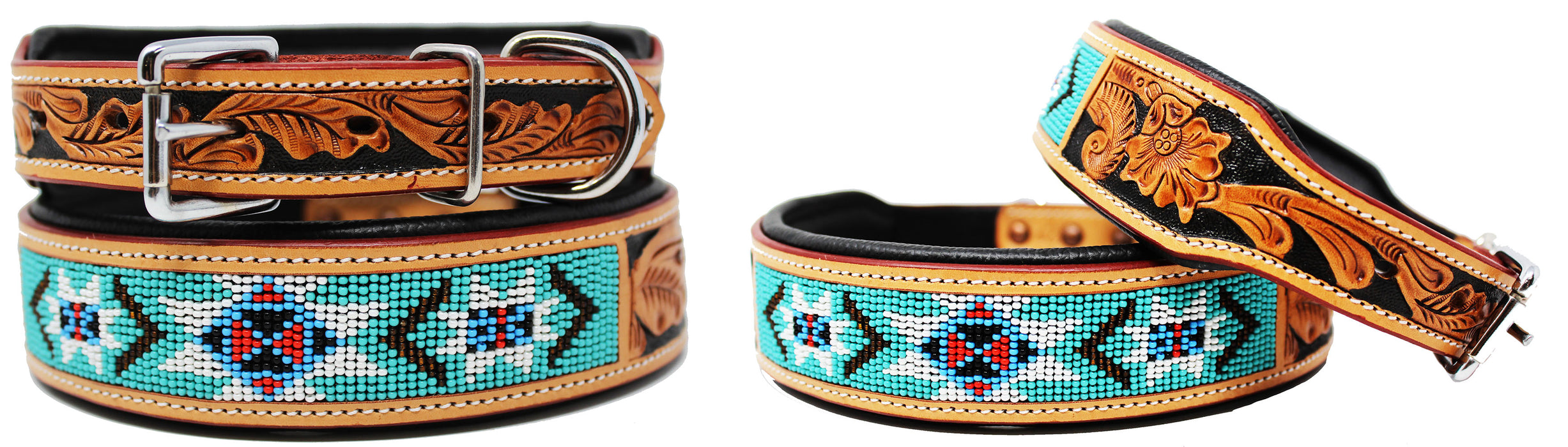 Dog Puppy Collar Cow Leather Adjustable Padded Canine 6079