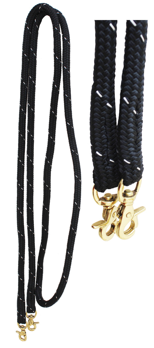 Horse 10' Western White Nylon Braided 8 Ft. Barrel Reins w/ Brass Snaps 607RT02-10