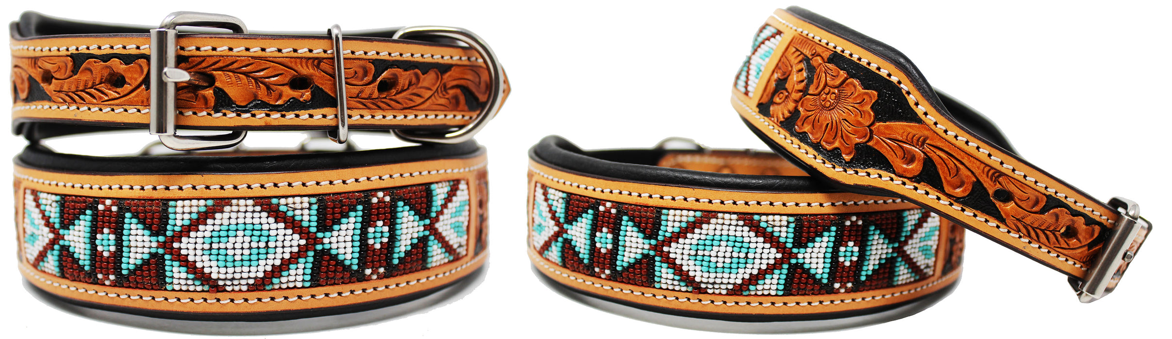 Dog Puppy Collar Cow Leather Adjustable Padded Canine 6081