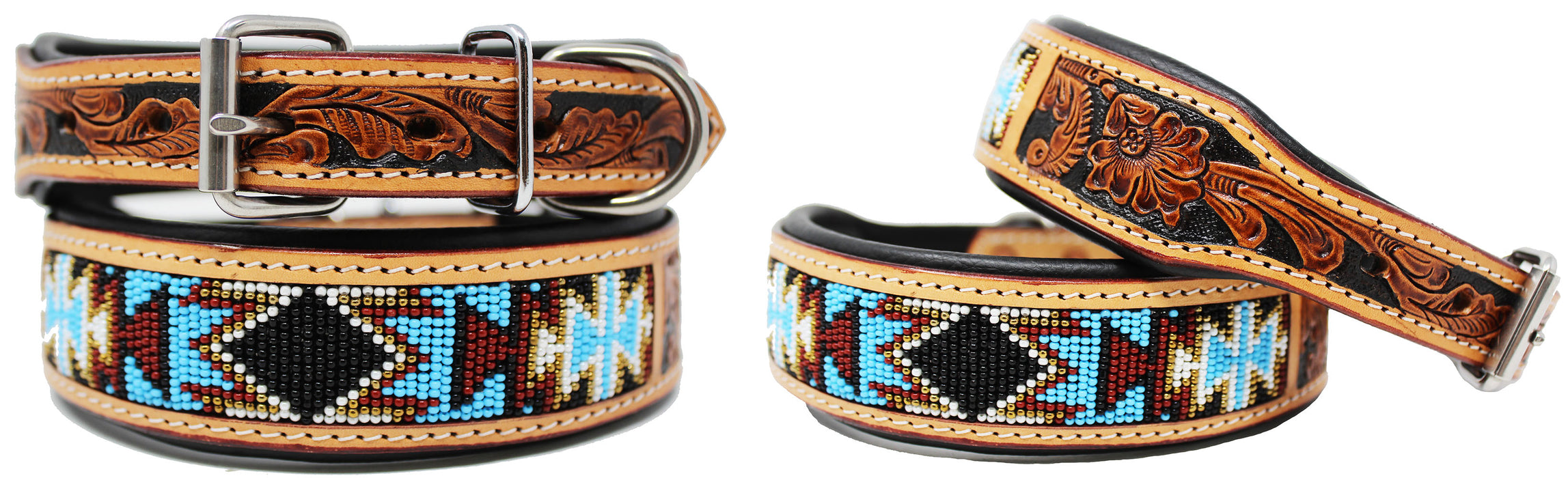 Dog Puppy Collar Cow Leather Adjustable Padded Canine 6082