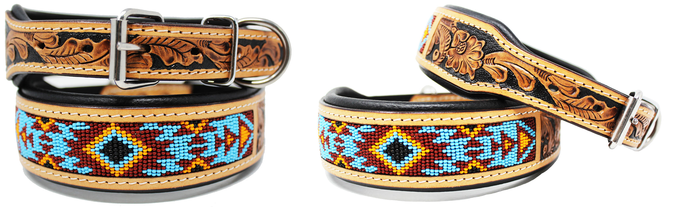 Dog Puppy Collar Cow Leather Adjustable Padded Canine 6084