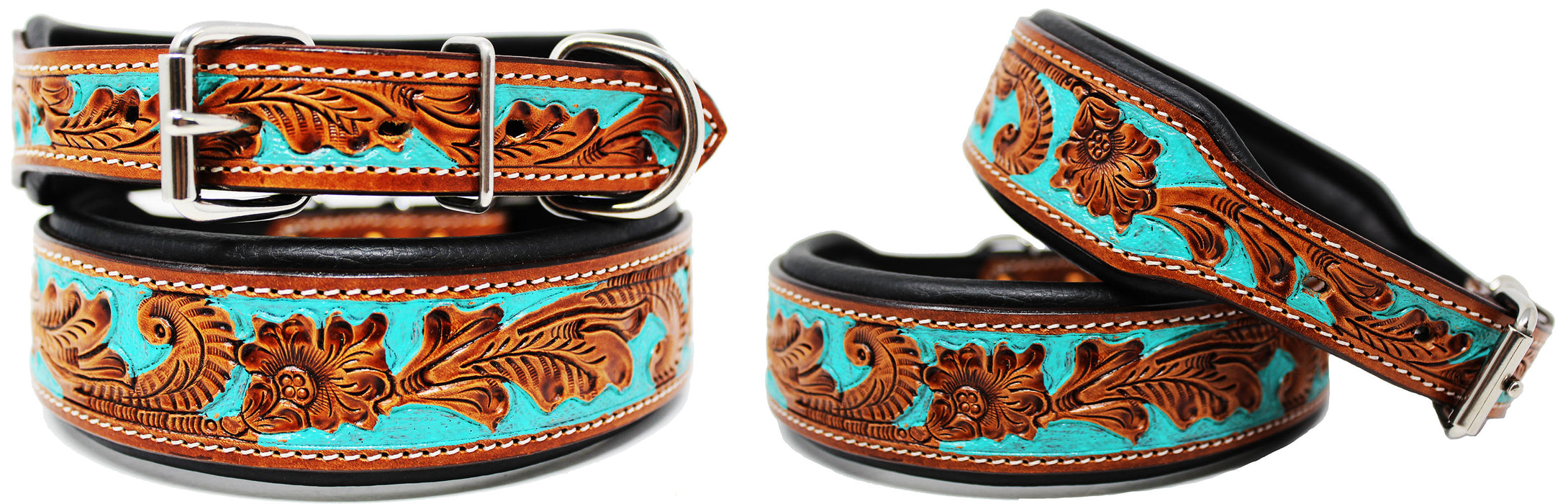 Dog Puppy Collar Cow Leather Adjustable Padded Canine 6086