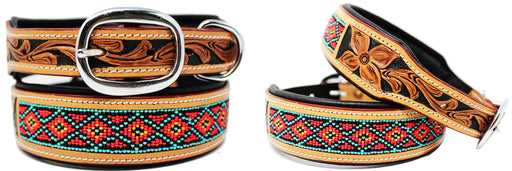 Dog Puppy Collar Cow Leather Adjustable Padded Canine 6089