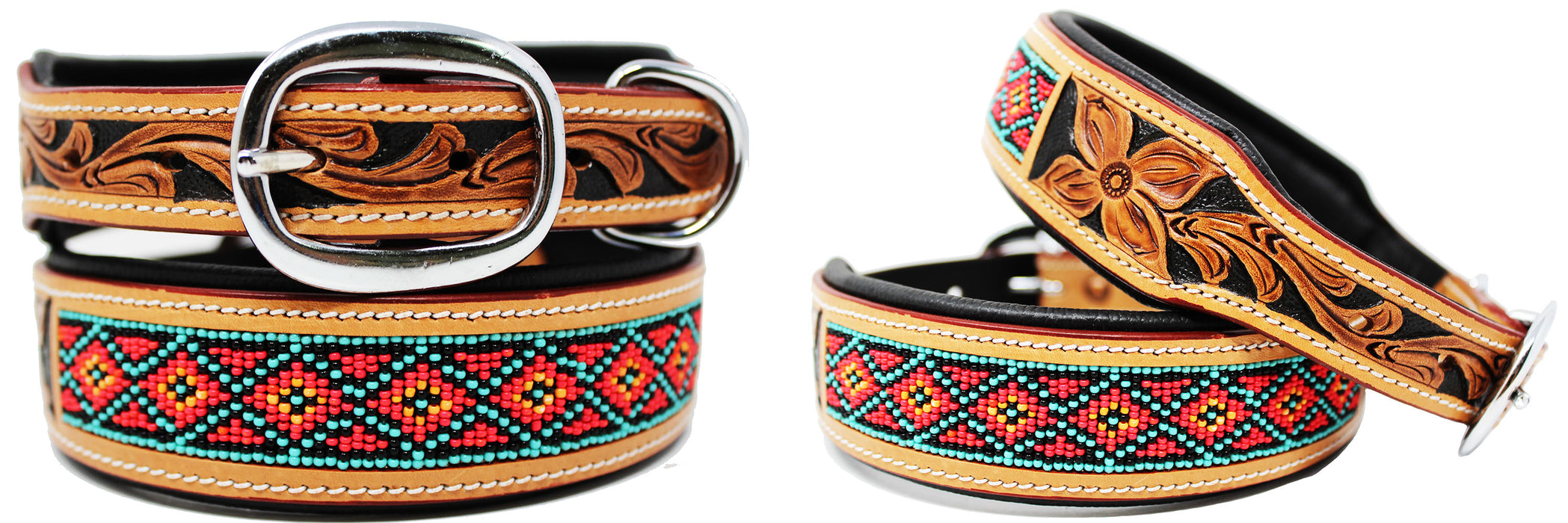 Dog Puppy Collar Cow Leather Adjustable Padded Canine 6089