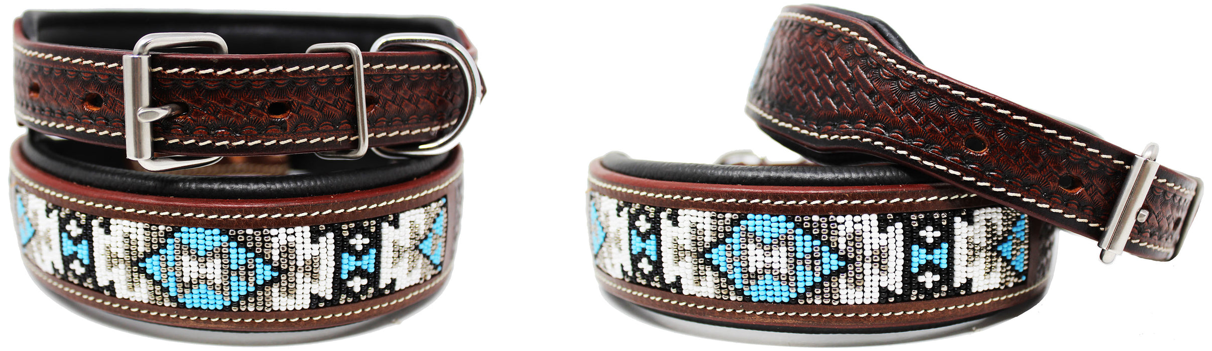 Dog Puppy Collar Genuine Cow Leather Adjustable Padded Canine 6091