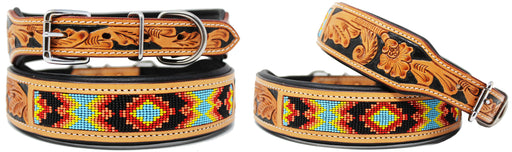 Dog Puppy Collar Genuine Cow Leather Padded Canine  6094