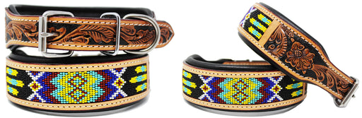 Dog Puppy Collar Genuine Cow Leather Padded Canine  6095