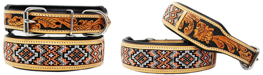 Dog Puppy Collar Genuine Cow Leather Padded Canine  6099