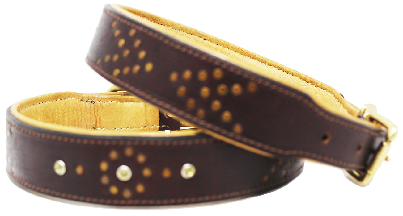 Soft Genuine Leather Padded Dog Puppy Collar 60AA254