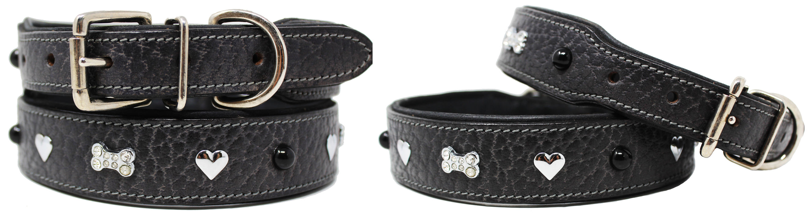 Soft Genuine Leather Padded Charm Dog Collar 60AA264
