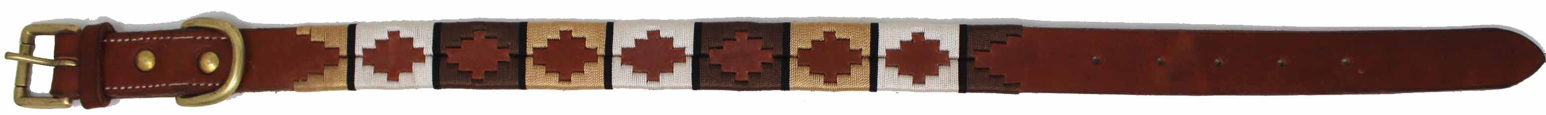 Leather Argentine Polo Embroidered Dog Collar D-Ring 60FH01