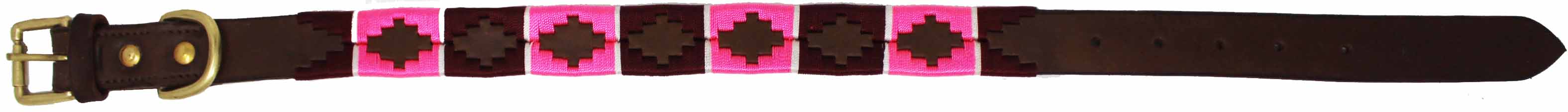 Leather Argentine Polo Embroidered Dog Collar D-Ring 60FH02