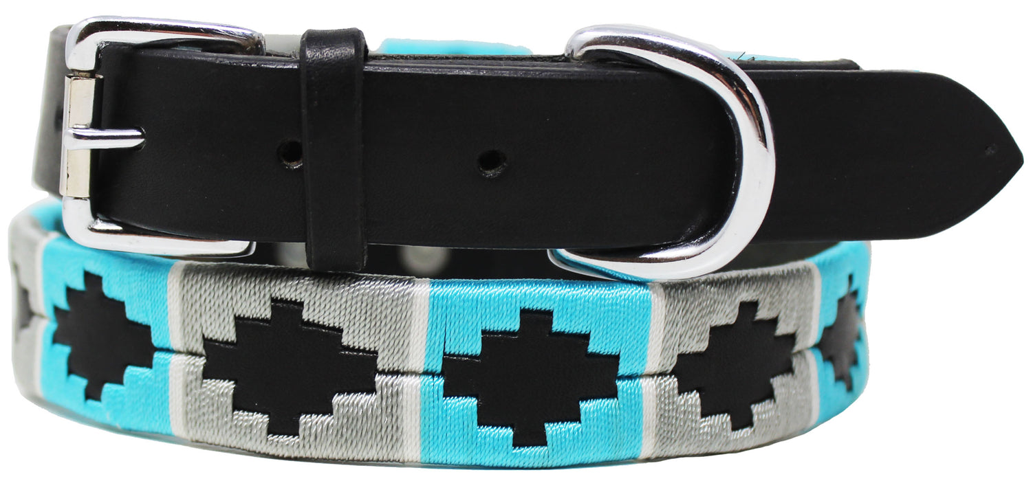 Leather Argentine Polo Embroidered Dog Collar D-Ring 60FH03