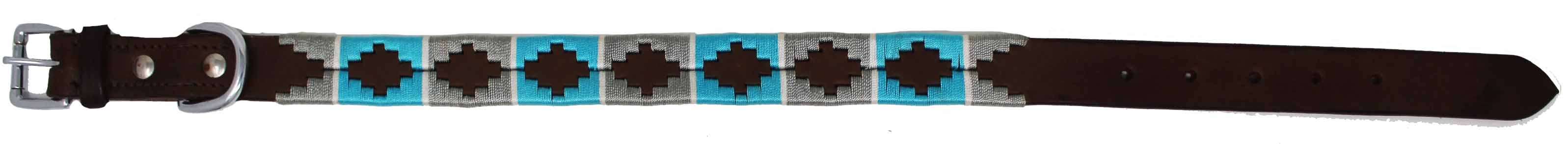Leather Argentine Polo Embroidered Dog Collar D-Ring 60FH03