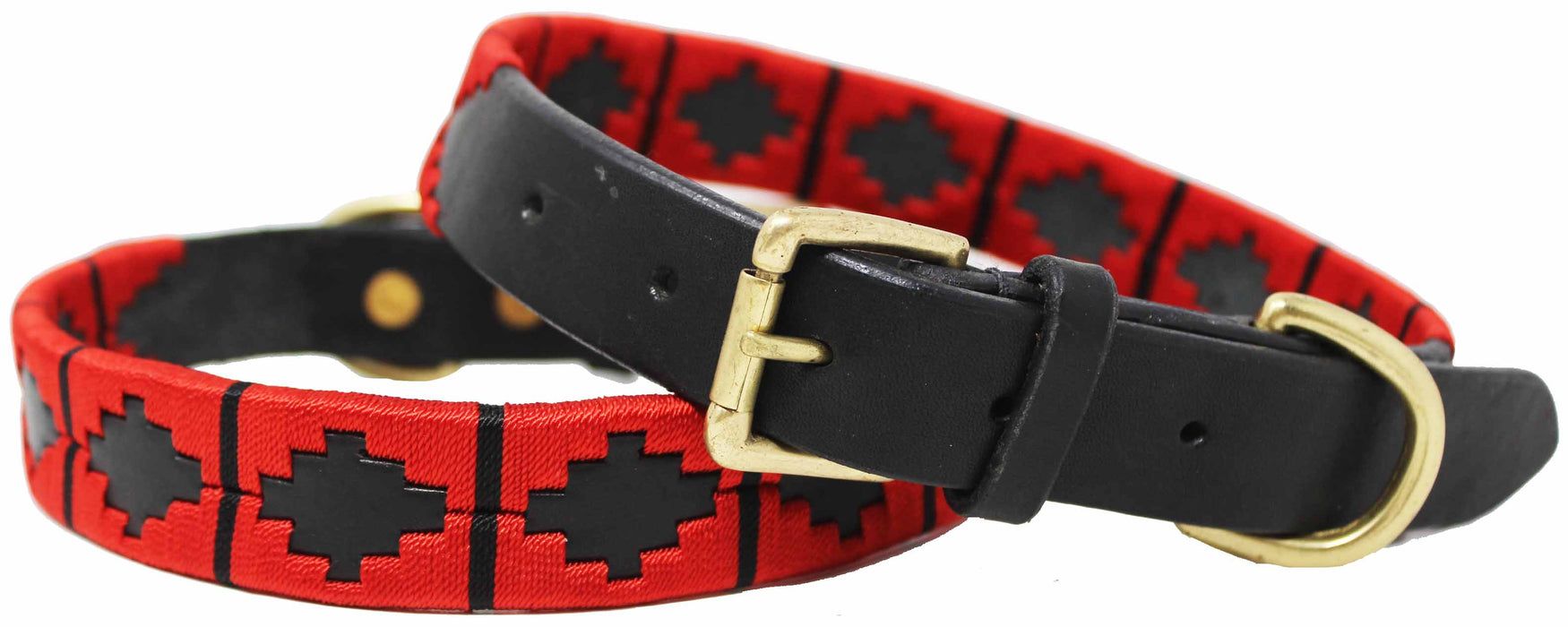 Leather Argentine Polo Embroidered Dog Collar D-Ring 60FH08