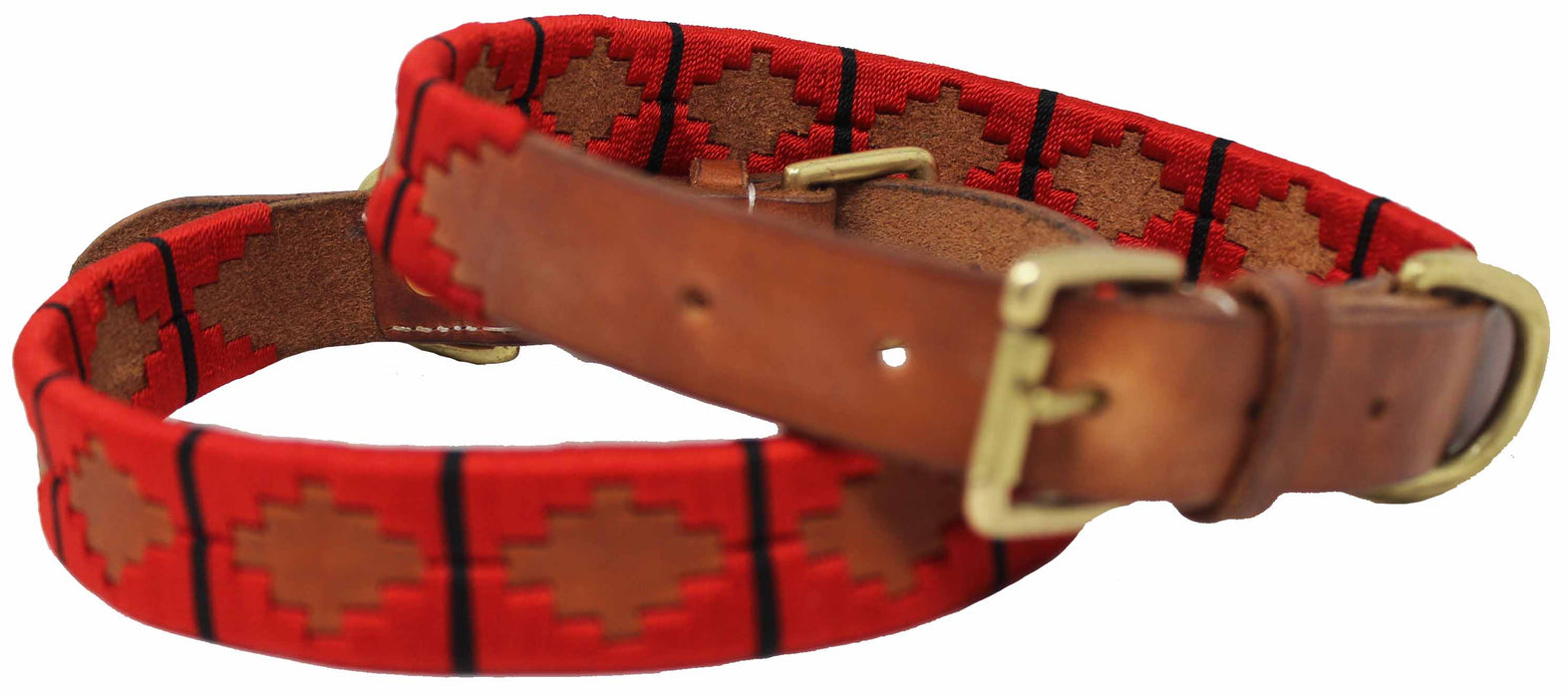 Leather Argentine Polo Embroidered Dog Collar D-Ring 60FH08