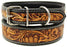 Heavy Duty Padded Leather Flower Tooled Cactus Dog Collar 60FK03