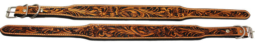 Heavy Duty Padded Challenger 100% Top Grain Leather Hand Tooled Dog Collar 60FK11
