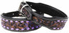 Amish 100% Cow Leather Heavy Duty Padded Floral Tooled Dog Collar Purple 60FK22