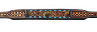 Handcrafted Sunflower Tooled Leather Dog Collar Turquoise 60FK54