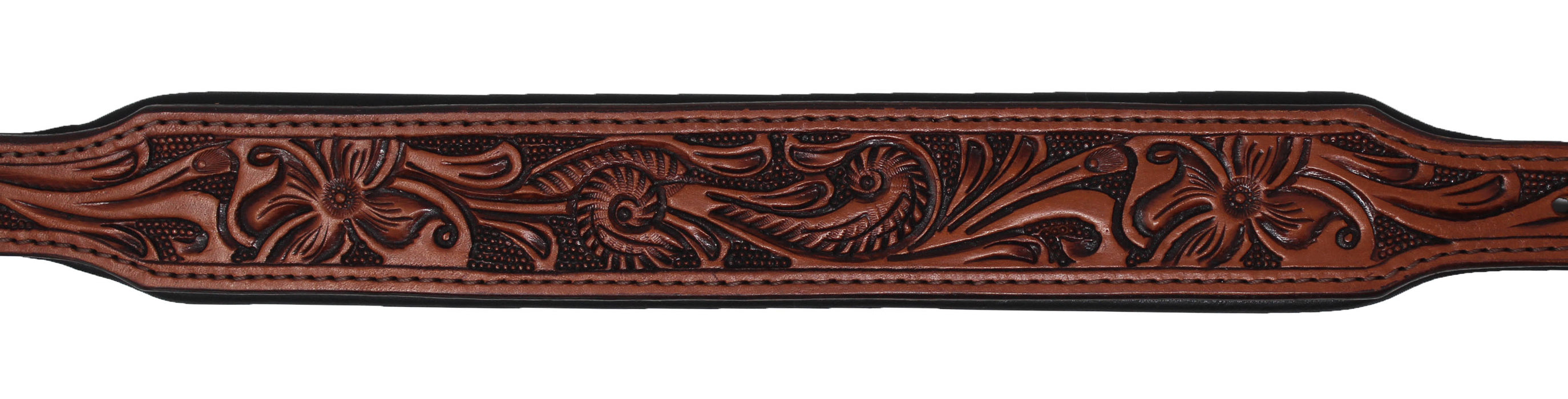 Oak Leaf Tooled Padded Leather Beaded Dog Puppy 60RSTooled