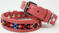 Soft Genuine Leather Beaded Padded Dog Puppy Collar  60RT09