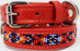 Soft Genuine Leather Beaded Padded Dog Puppy Collar  60RT09