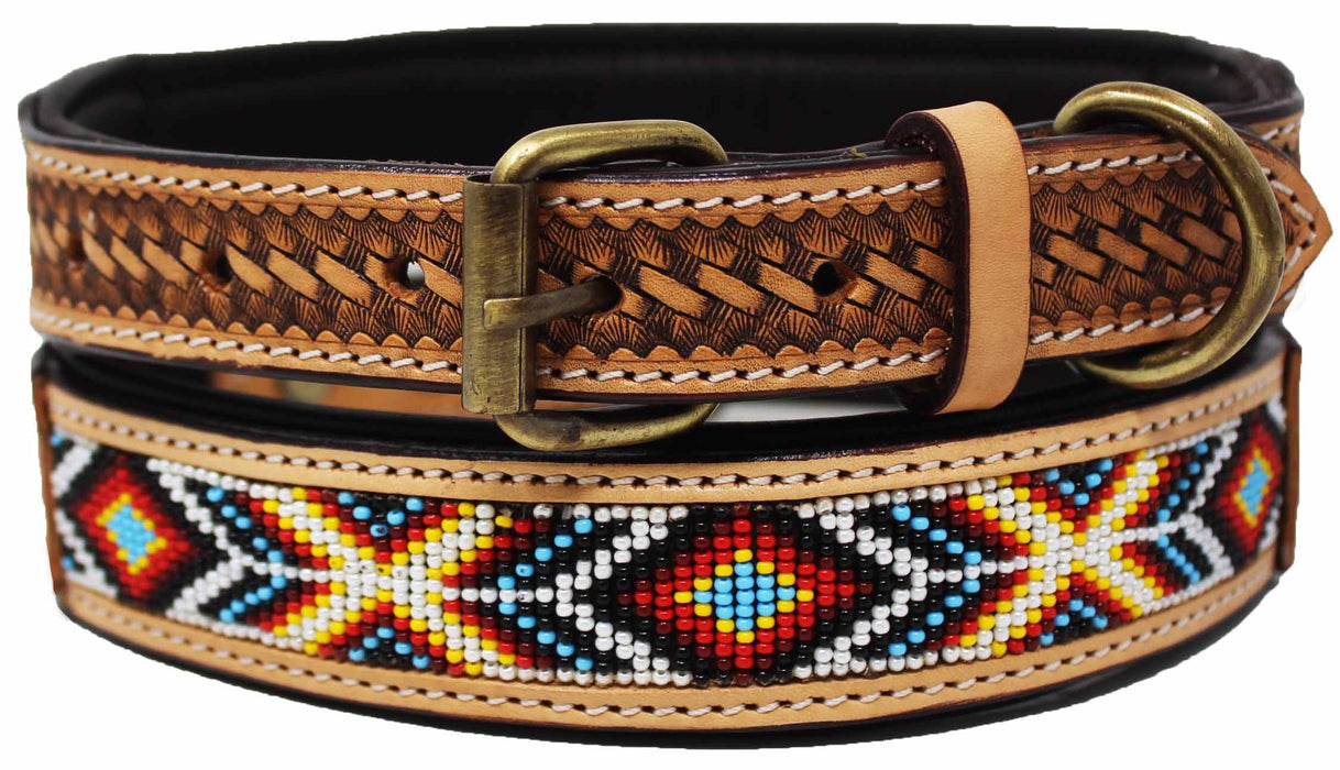 Tooled Padded Leather Dog Puppy Collar 60RT22