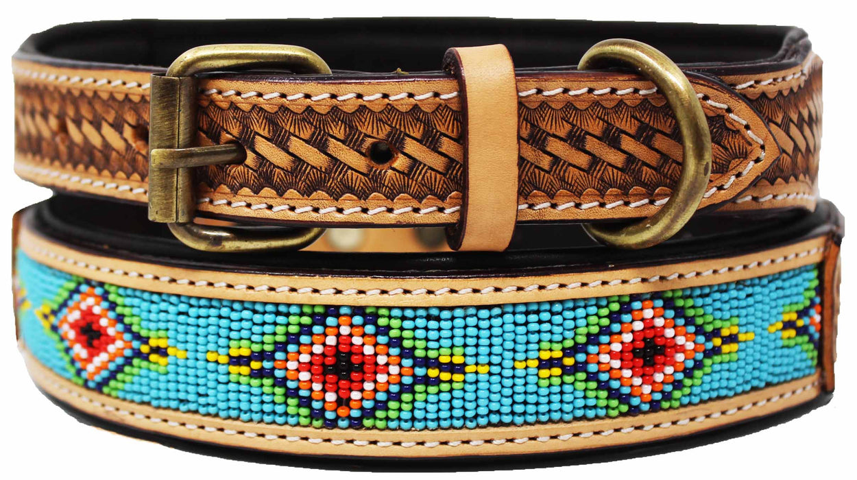 Tooled Padded Leather Dog Puppy Collar 60RT23