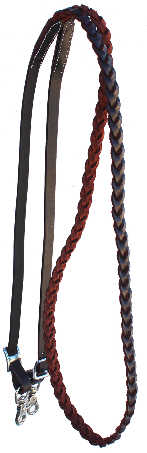 Horse Western Tack 7ft Contest Braided Soft Leather Barrel Rodeo Rein 6640