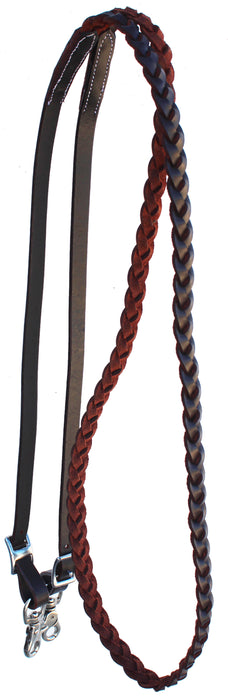 Horse Western Tack 7ft Contest Braided Soft Leather Barrel Rodeo Rein 6640