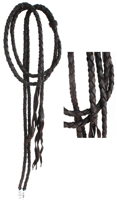 Horse Horse Western Leather Round Braided Supple Roper Reins 6651