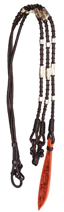 Horse Horse Brown Leather Braided Rommel Romel Romal Reins w/ Silver Accents 6653BR