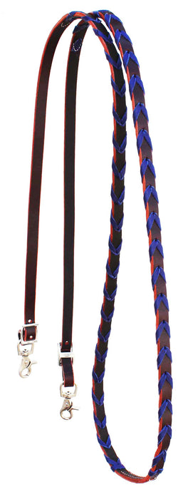 Horse Western 8' Long Tack Laced Brown Leather Barrel Contest Reins 6657