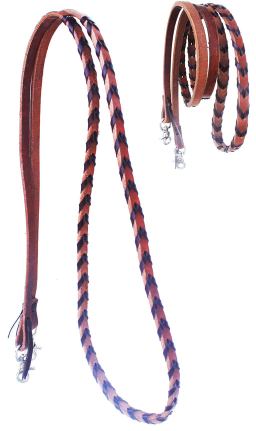 Horse Western Challenger Leather Laced Barrel Contest Reins 6686v