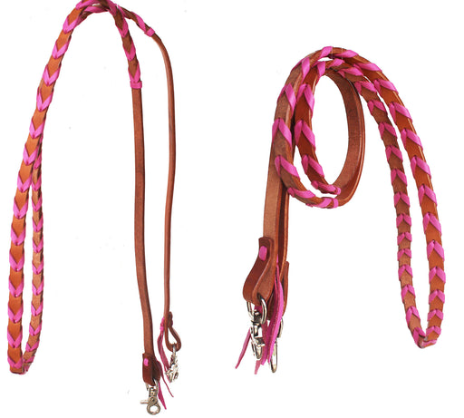 Horse Western Amish Leather Laced Barrel Contest Reins 6686v