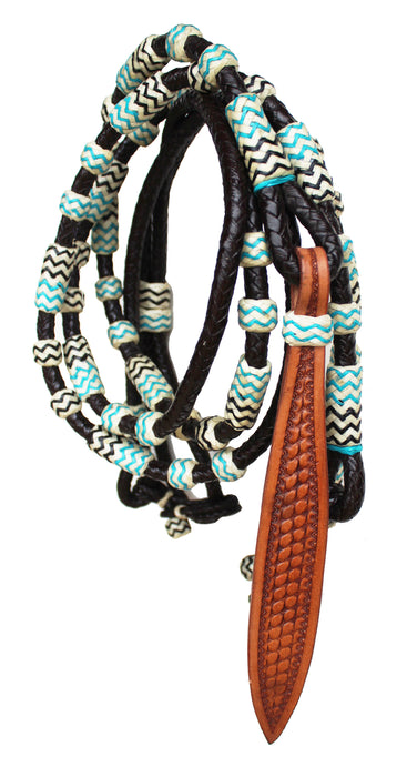 Horse Western Tack Brown Leather Rawhide Rommel Romel Romal Reins 6687