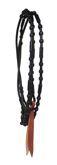 Horse Western Black Leather Basket Weave Popper Rommel Romel Romal Reins 6689TR